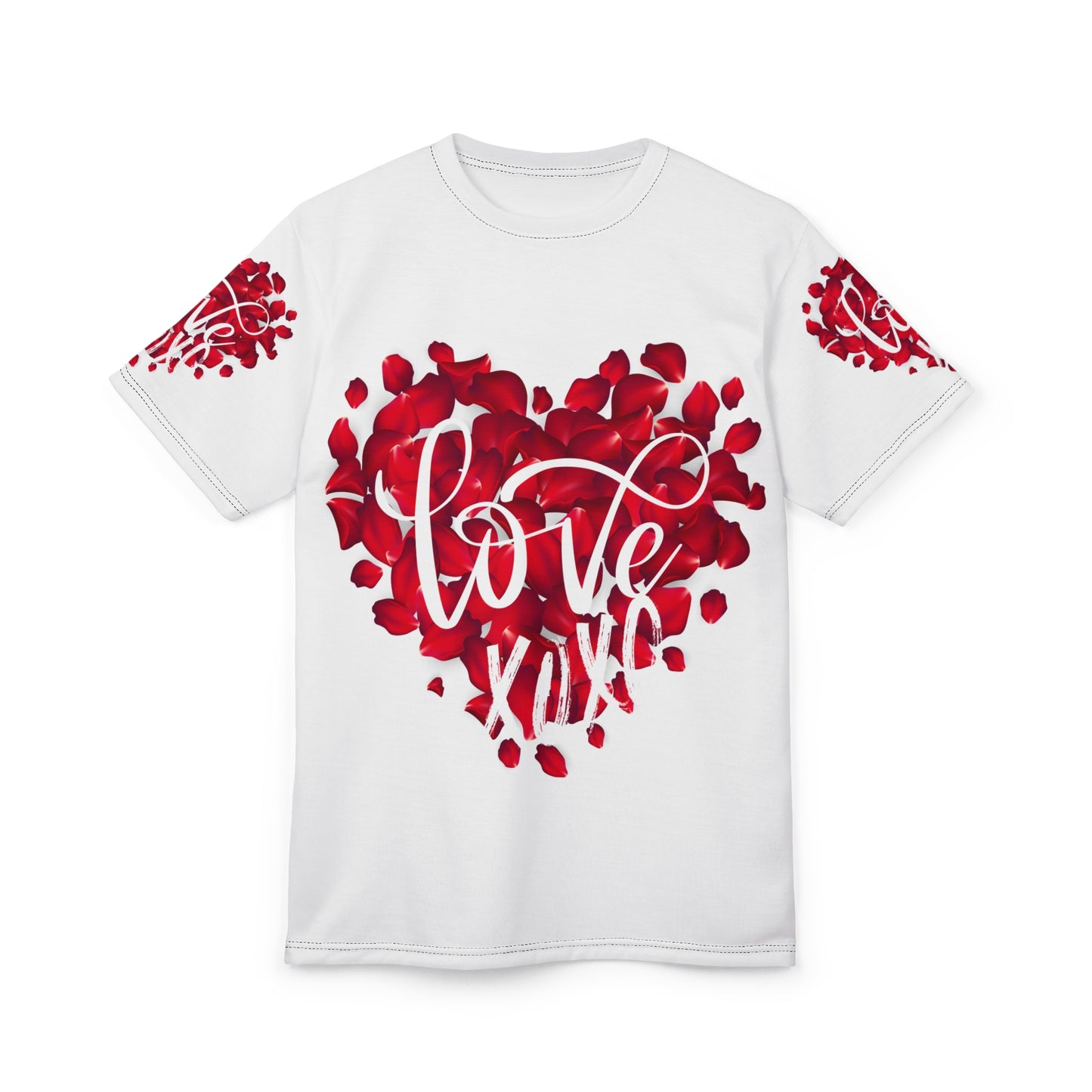 Love Heart Unisex Cut & Sew Tee - Romantic Floral Design