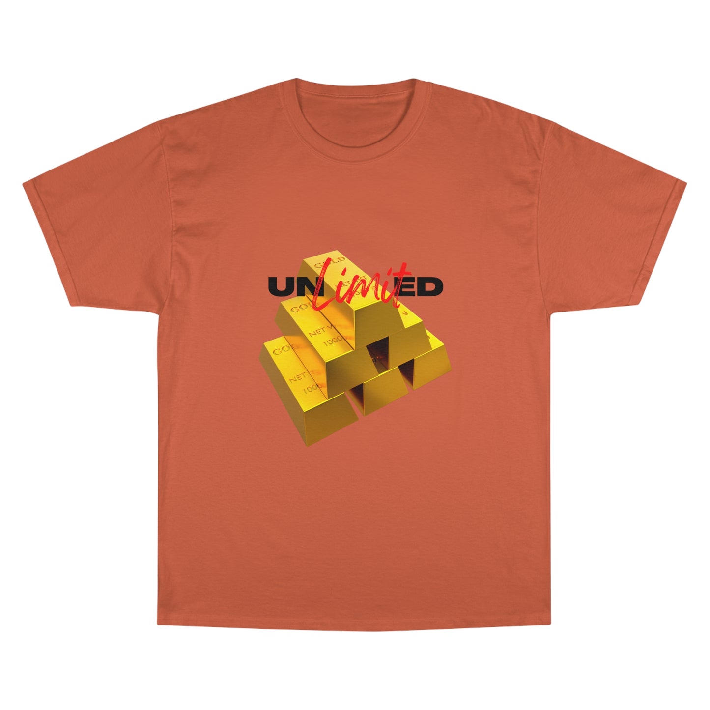 Champion Unlimited Graphic T-Shirt - Bold Gold Design for Trendy Casual Wear