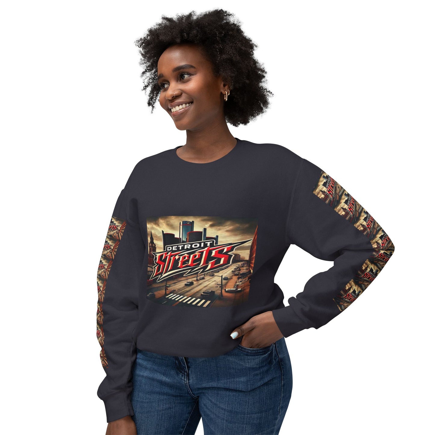 Detroit Streets Graphic Unisex Crewneck Sweatshirt - Lightweight & Stylish