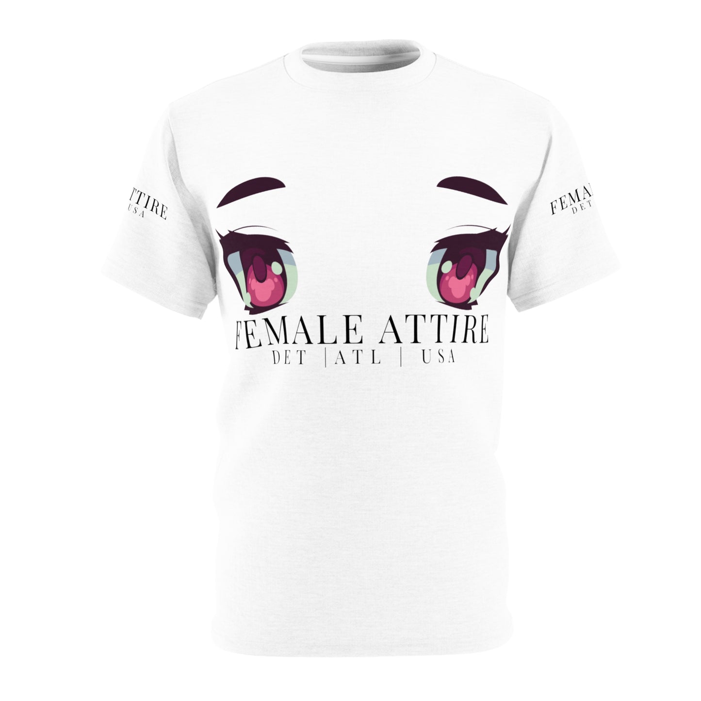 Anime-Inspired Unisex Cut & Sew Tee with Eye Graphic - Female Attire