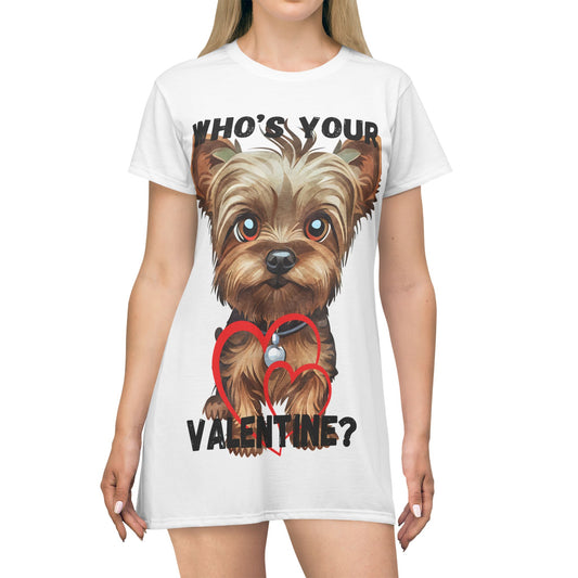 Cute Dog Valentine's T-Shirt Dress for Pet Lovers