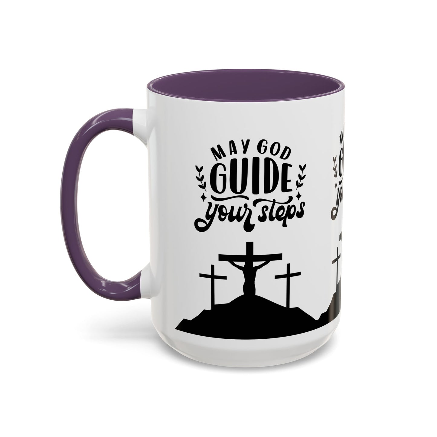 Inspirational Accent Coffee Mug - "May God Guide Your Steps" - Perfect for Faith & Hope