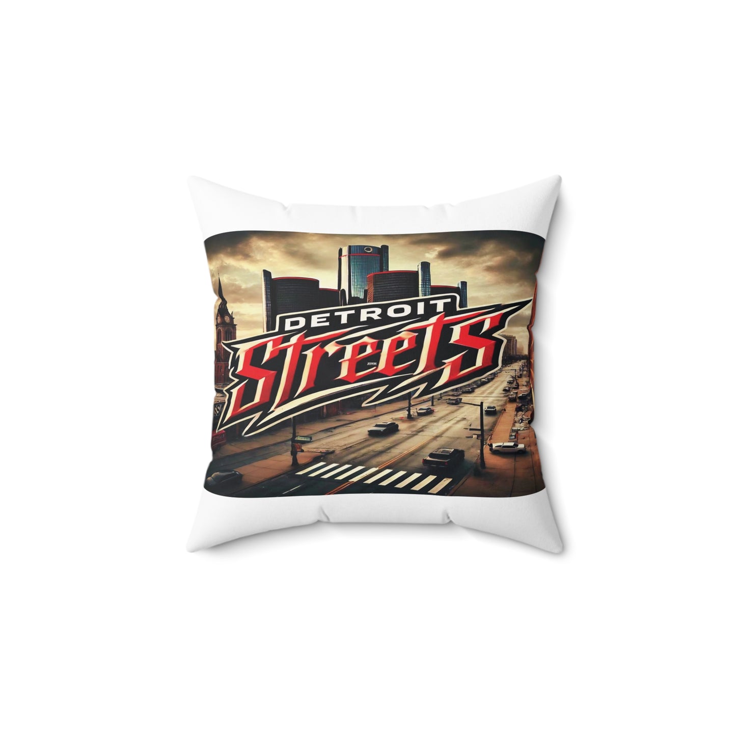 Detroit Streets Decor Pillow - Urban Home Accent Cushion