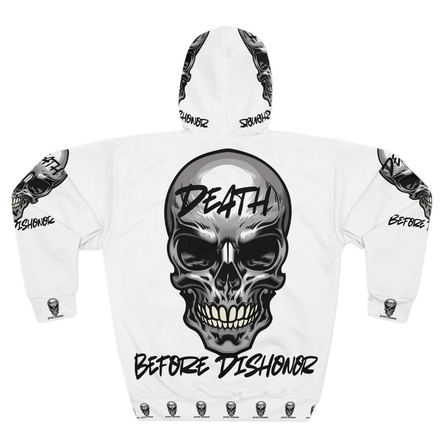 Death Before Dishonor Skull Graphic Unisex Pullover Hoodie - 'Death Before Dishonor' Statement Apparel