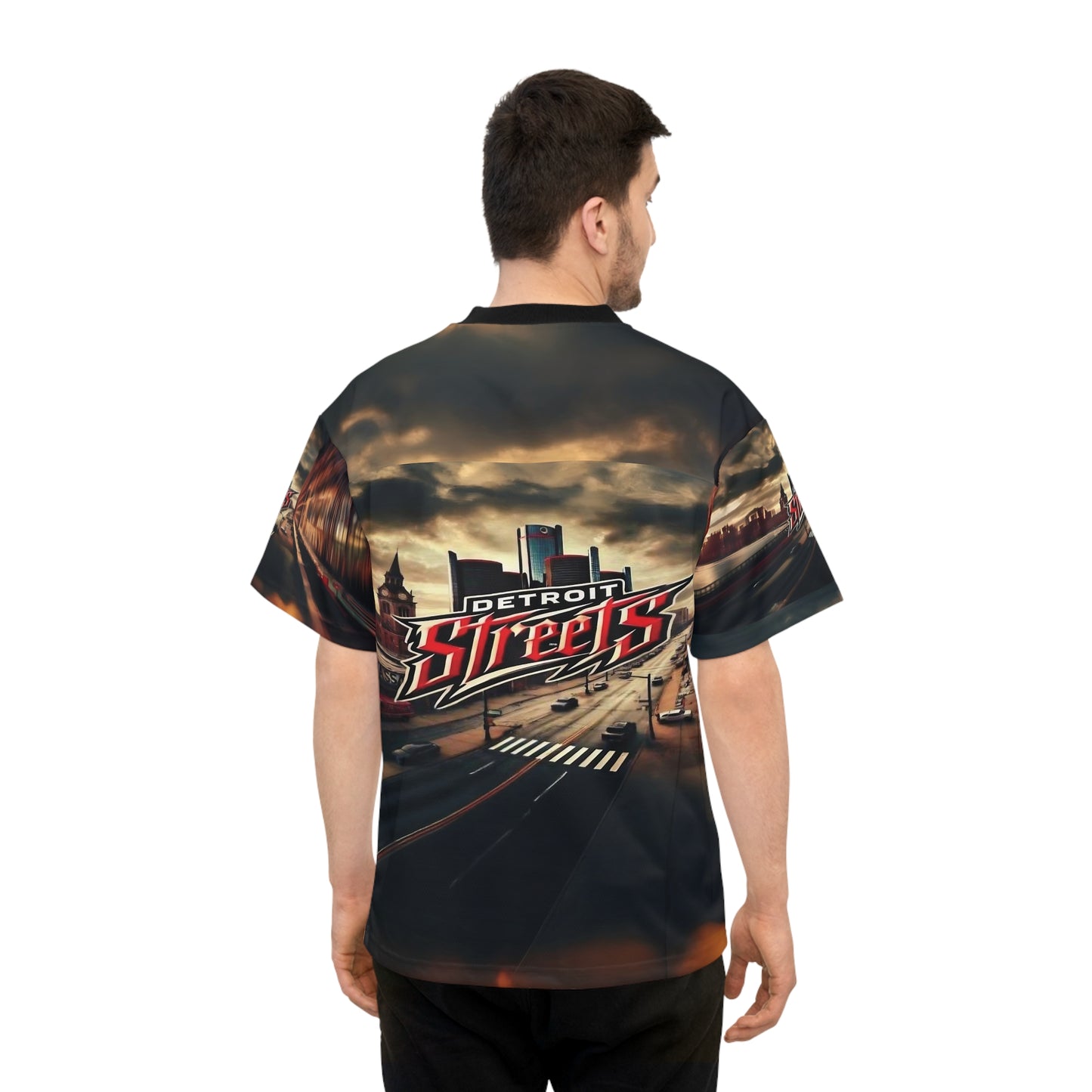 Detroit Streets Unisex Football Jersey - Bold Street Art Design for Sports Enthusiasts