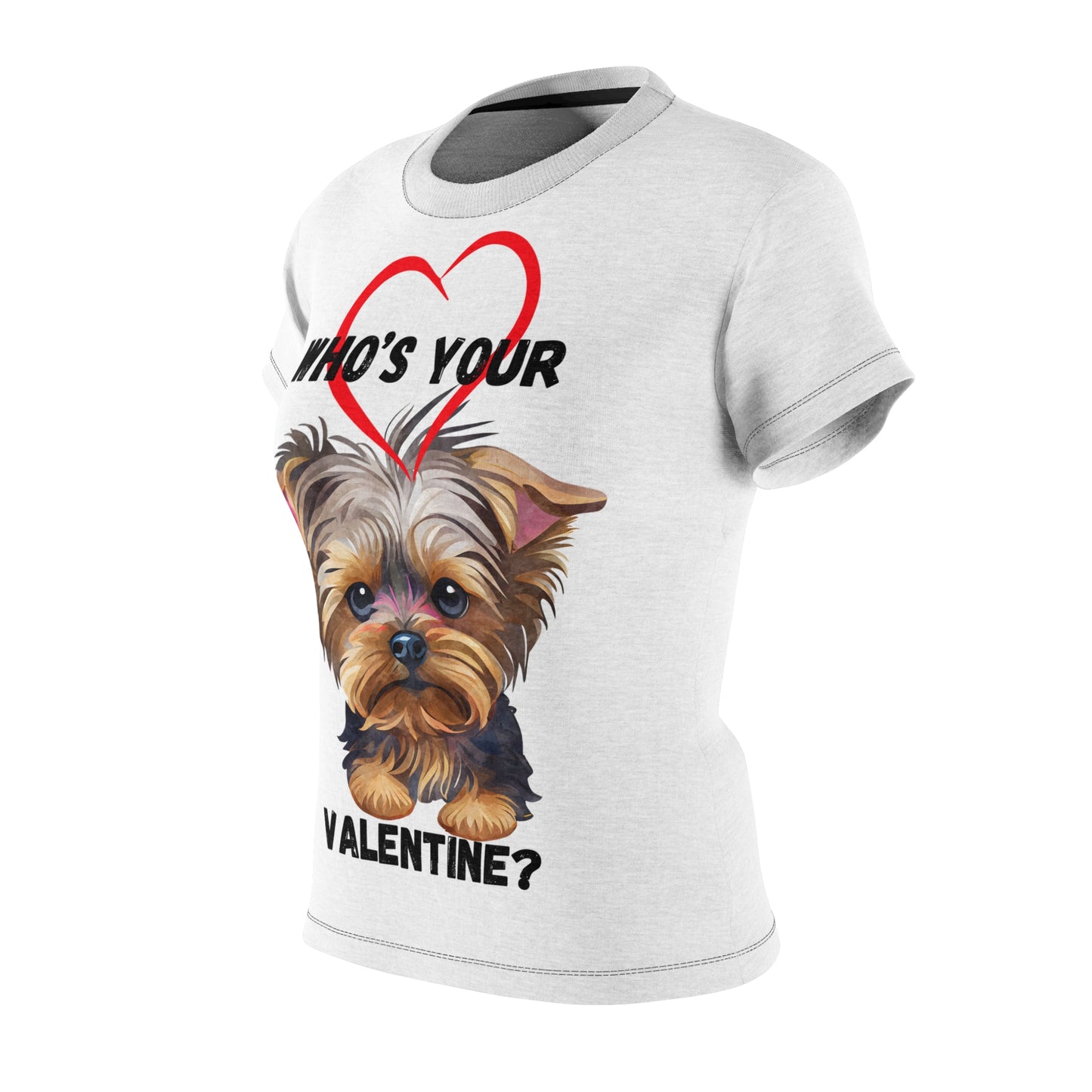 Valentine's Dog Lover Tee - Who's Your Valentine? Cute Women's Cut & Sew T-Shirt