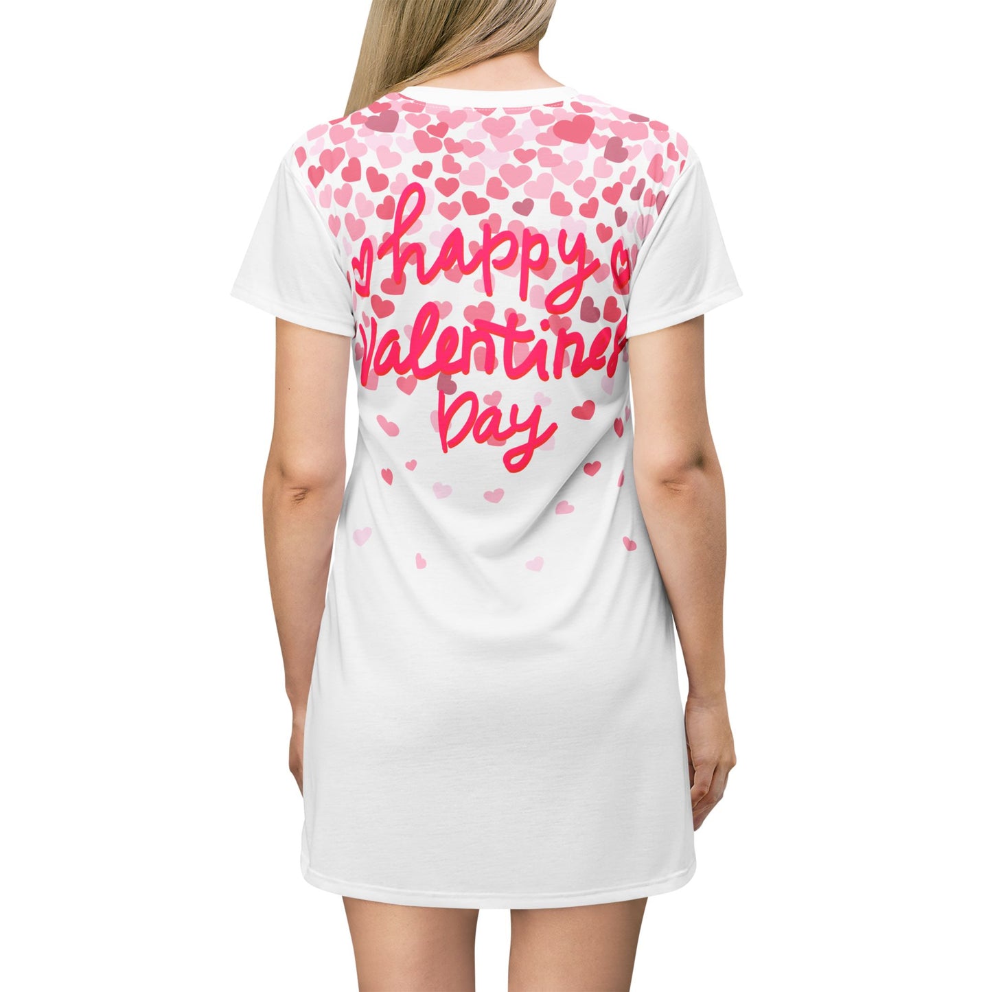 Happy Valentine's Day T-Shirt Dress - Cute Heart Design for Celebration