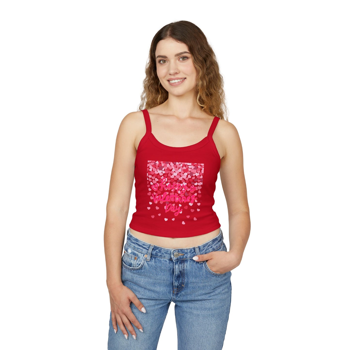 Valentine's Day Heart Pattern Women's Spaghetti Strap Tank Top