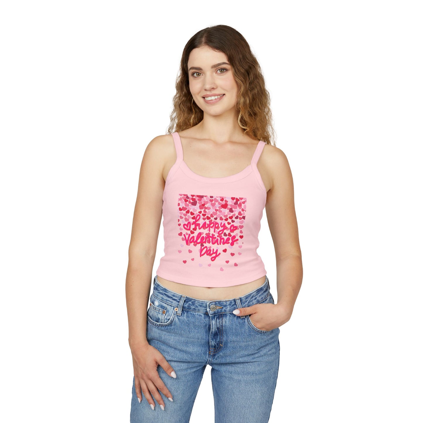 Valentine's Day Heart Pattern Women's Spaghetti Strap Tank Top