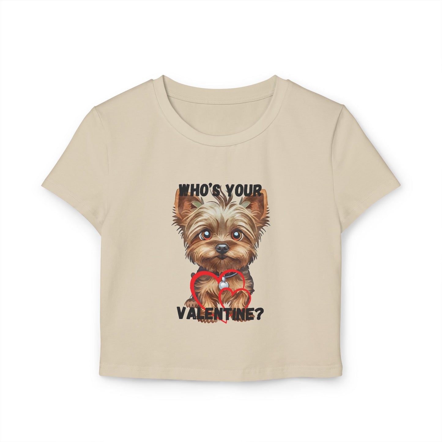 Valentine's Day Women's Baby Tee - 'Who's Your Valentine?' Cute Dog Design