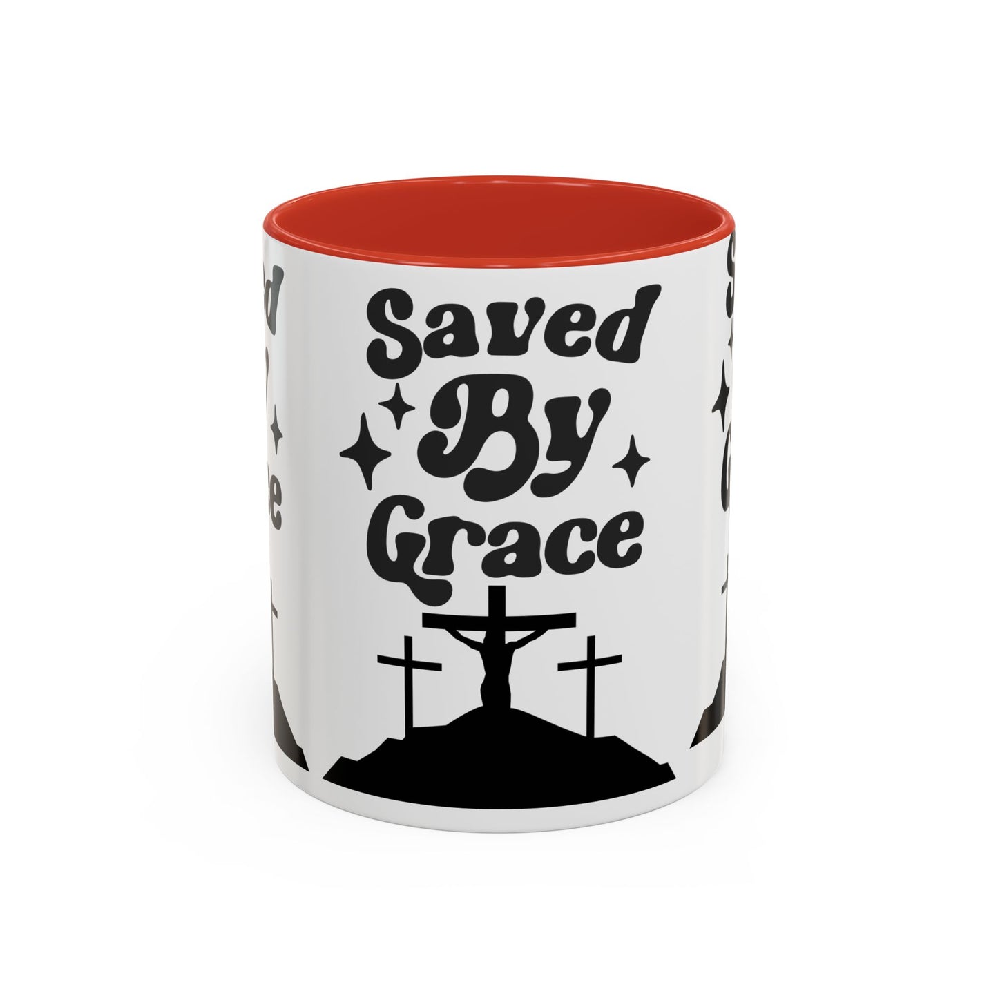 Saved By Grace Accent Coffee Mug - Inspirational Christian Gift (11, 15oz)