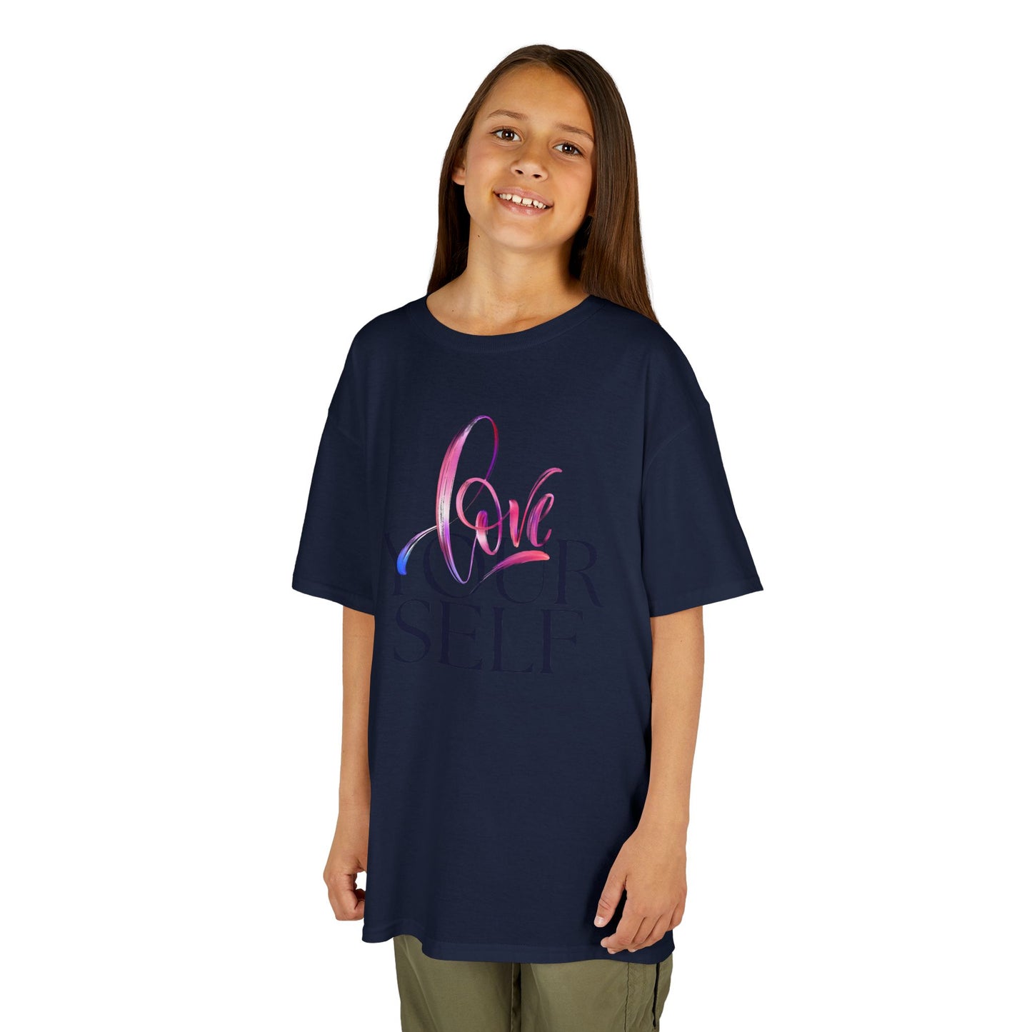 Kids 'Love Yourself' Heavy Cotton Tee - Positive Vibes & Self-Esteem T-Shirt