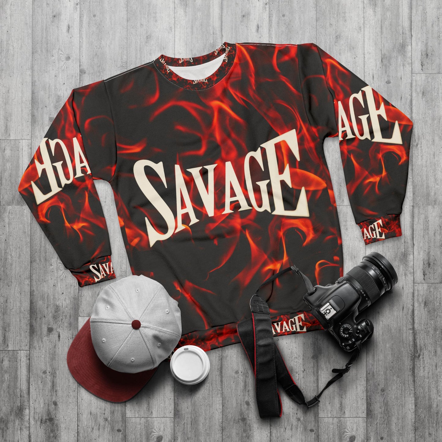 Savage Flames Unisex Sweatshirt - Bold Graphic Design for Streetwear Lovers