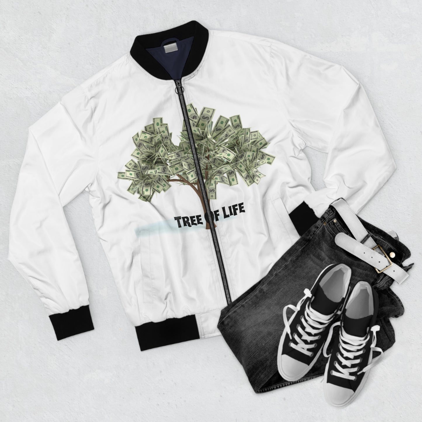 Copy of Men's Bomber Jacket: Tree of Life Design for Wealth and Prosperity