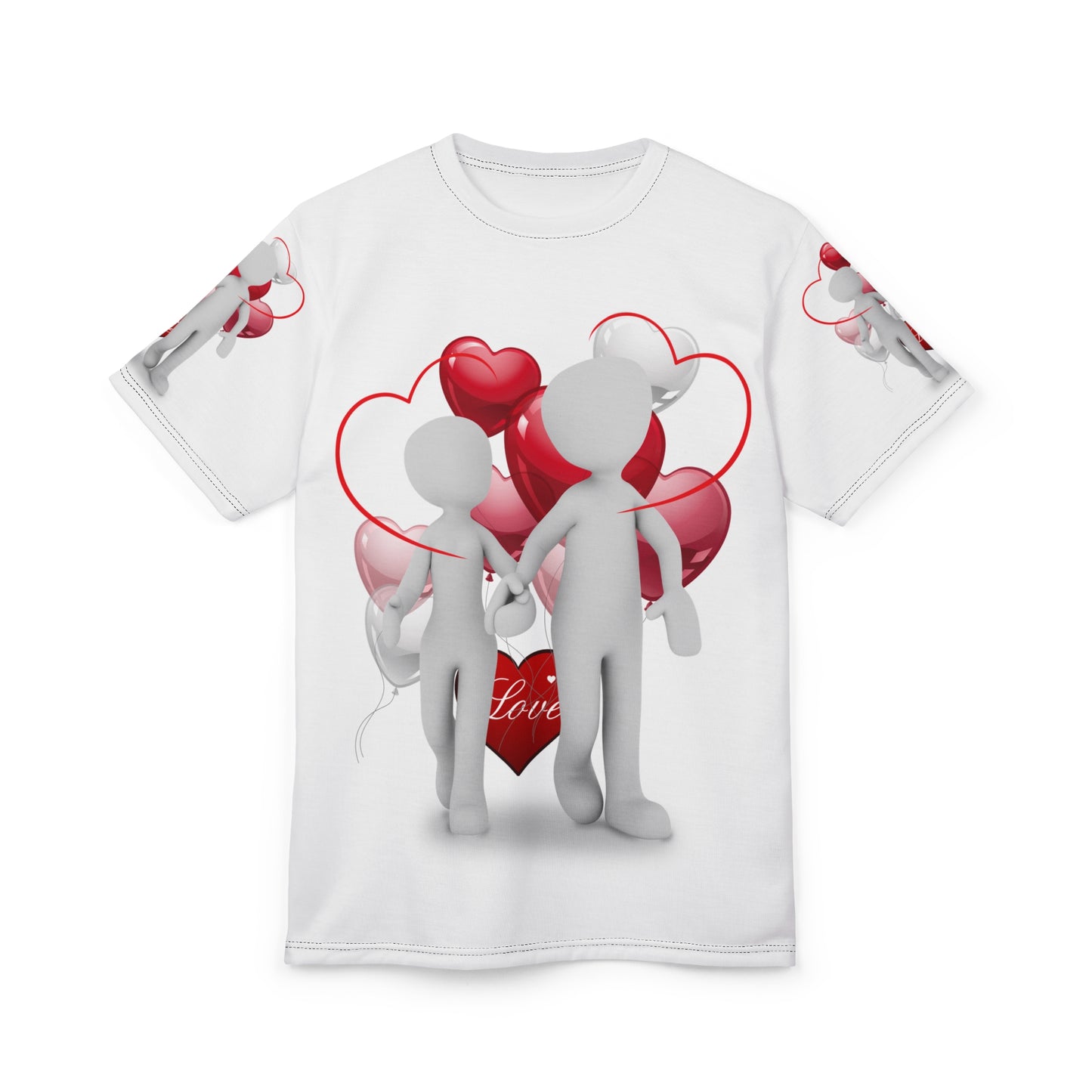 Romantic Couple Unisex Tee - Love Hearts Design for Valentine's Day