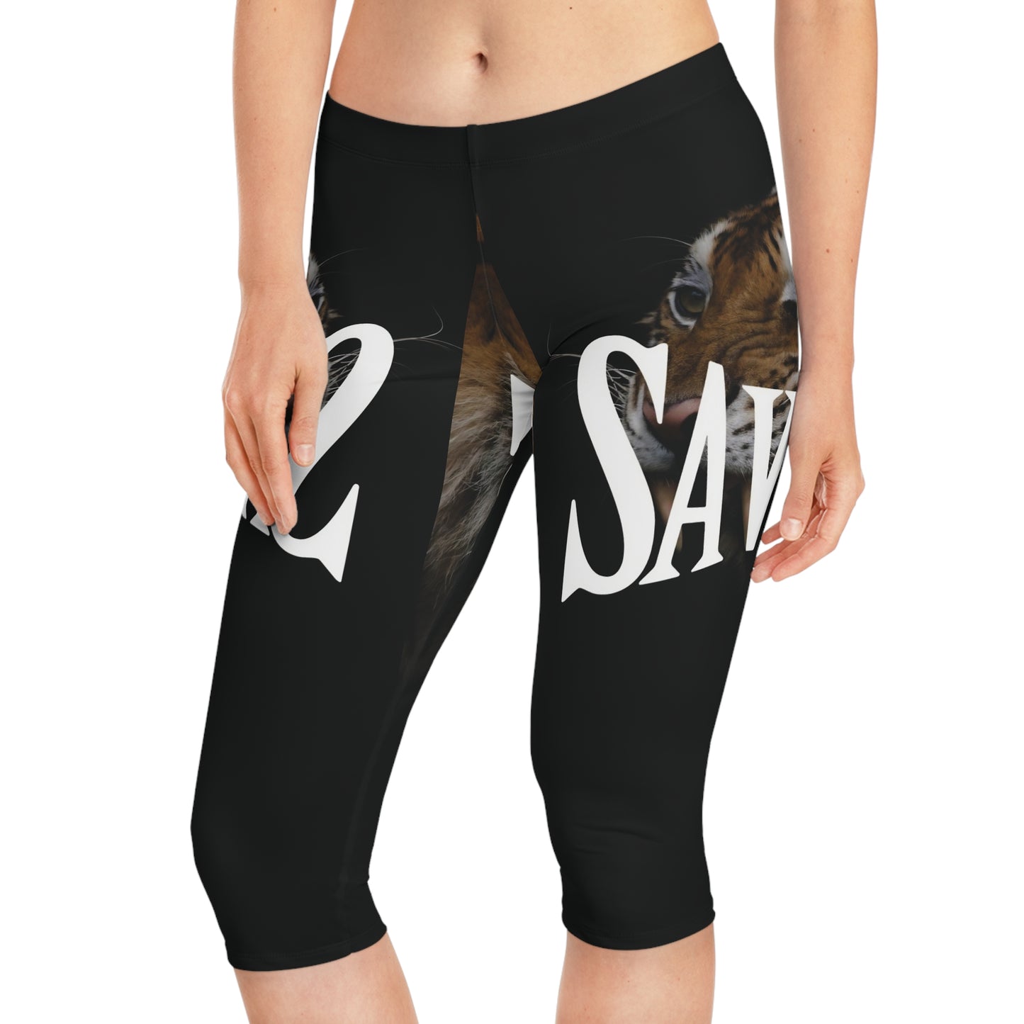 Savage Tiger Print Women's Capri Leggings - Fierce Athleisure Wear