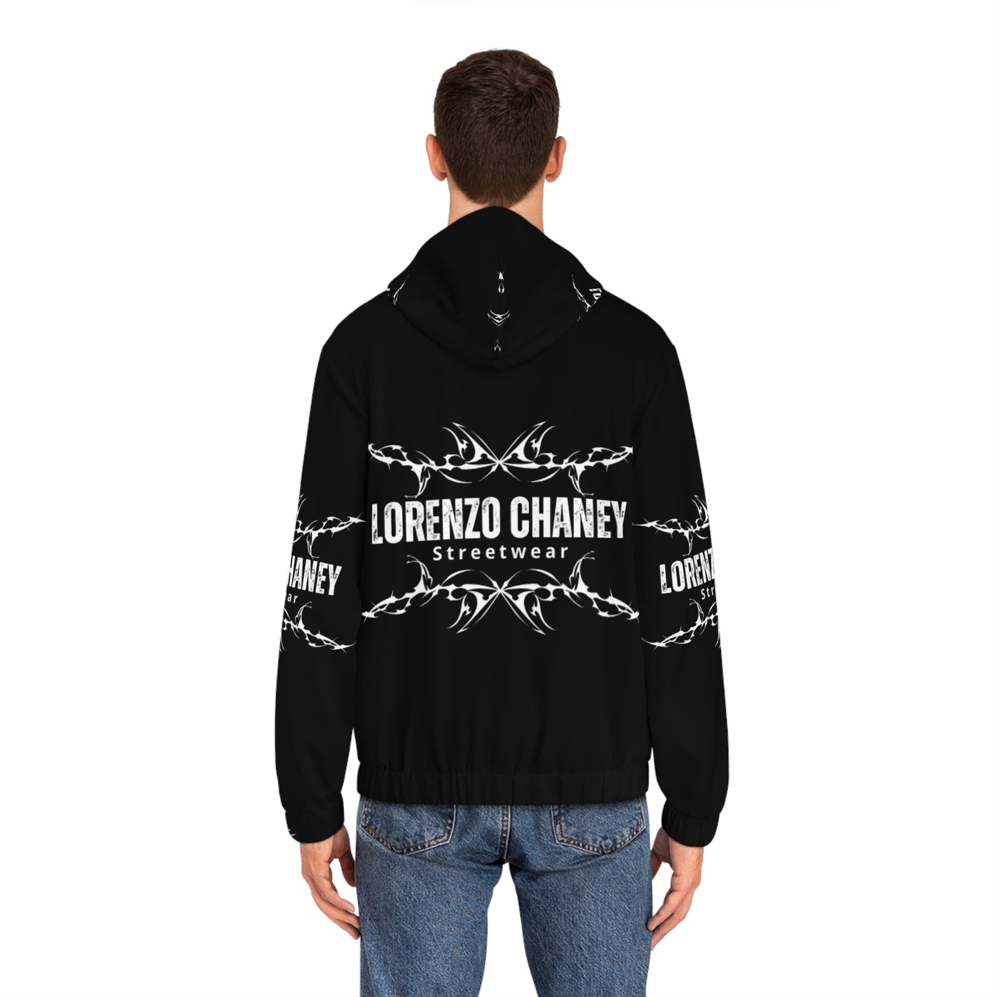 Lorenzo Chaney Streetwear Men&#039;s Full-Zip Hoodie - Stylish & Modern Graphic Design