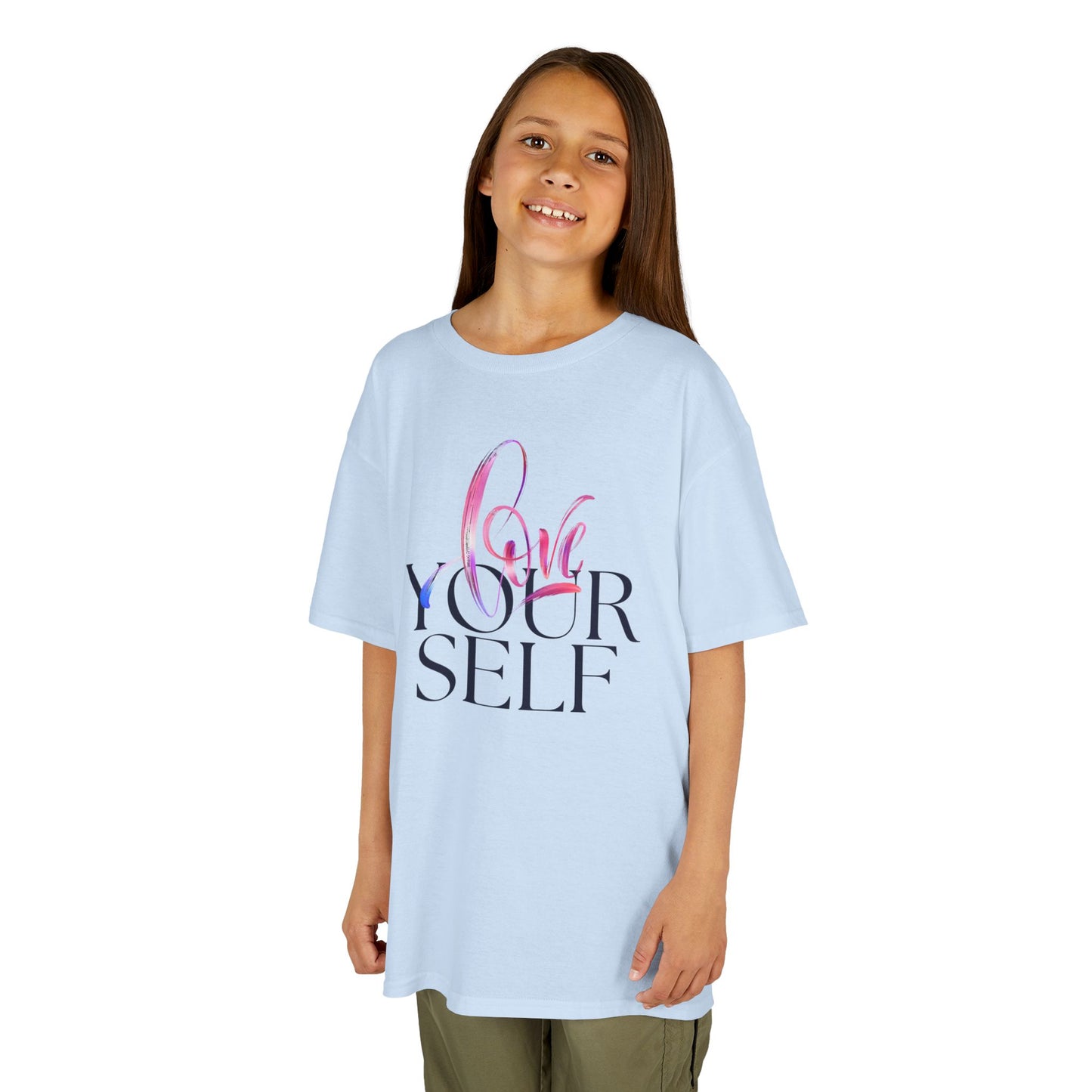 Kids 'Love Yourself' Heavy Cotton Tee - Positive Vibes & Self-Esteem T-Shirt