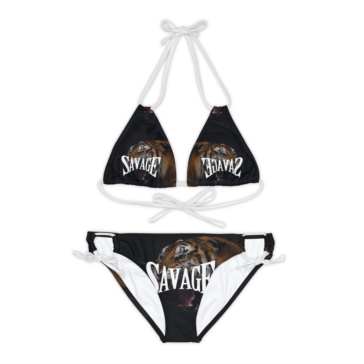 Savage Strappy Bikini Set - Fierce Tiger Print Swimwear for Bold Beach Days