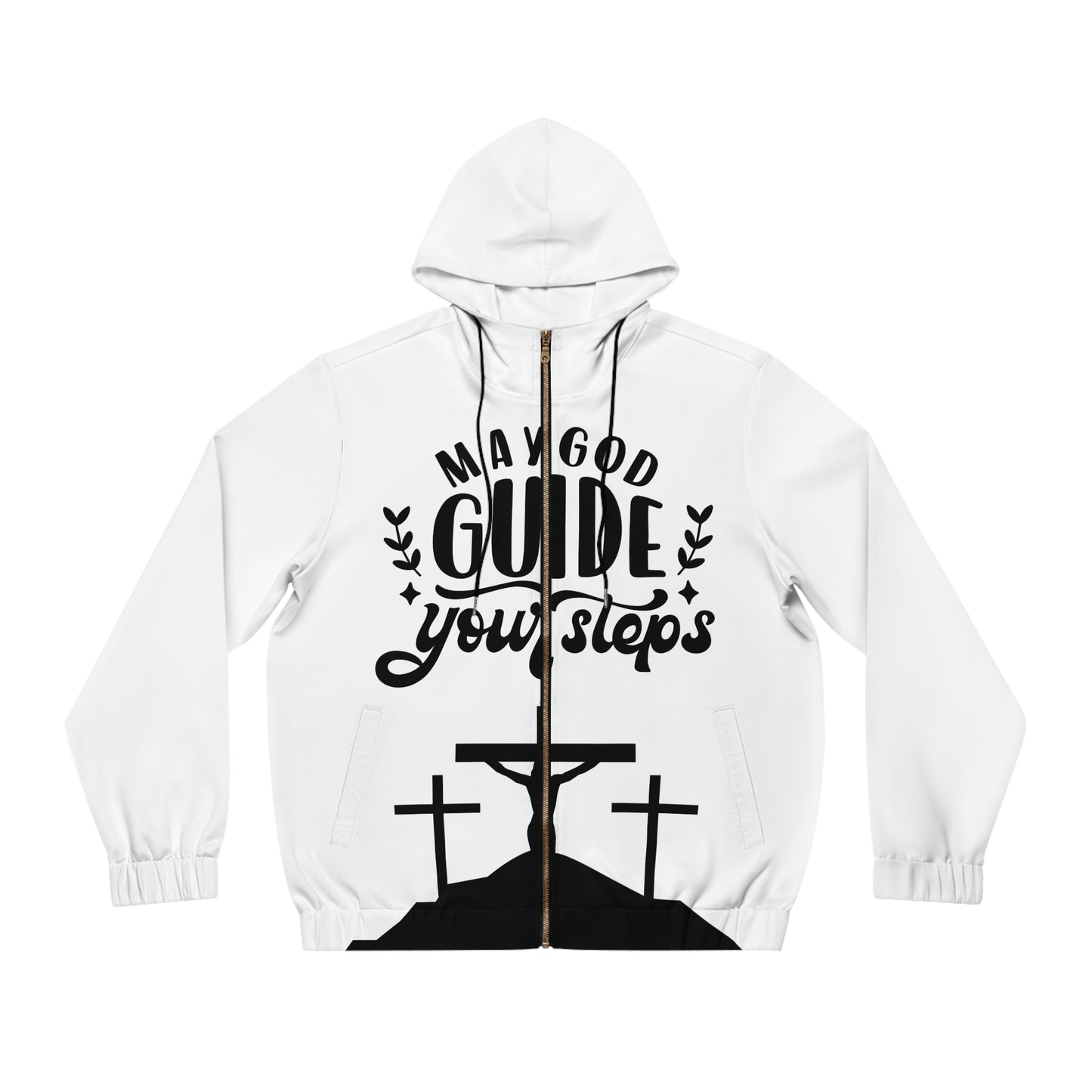 Men's Inspirational Full-Zip Hoodie - 'May God Guide Your Steps'