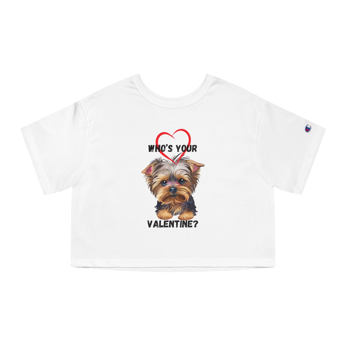 Valentine's Day Cropped T-Shirt with Yorkie Design