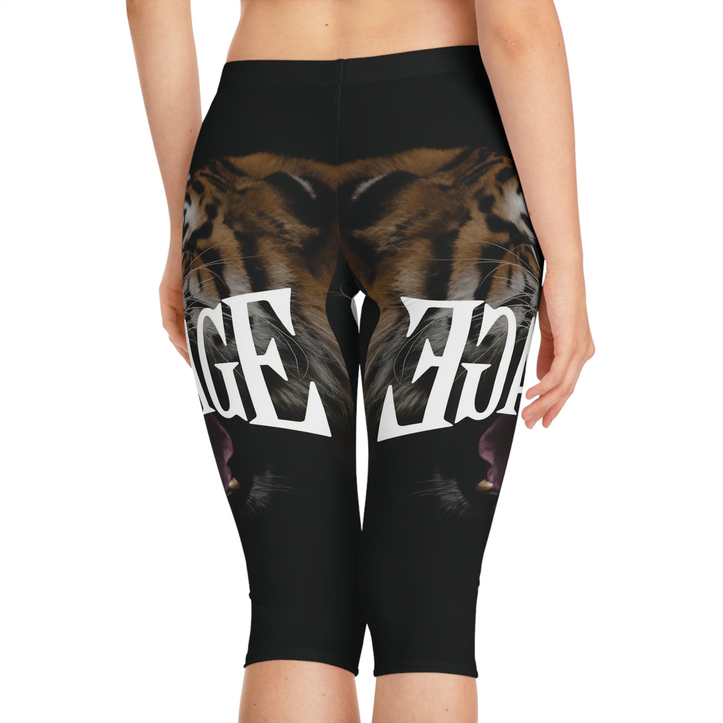 Savage Tiger Print Women's Capri Leggings - Fierce Athleisure Wear