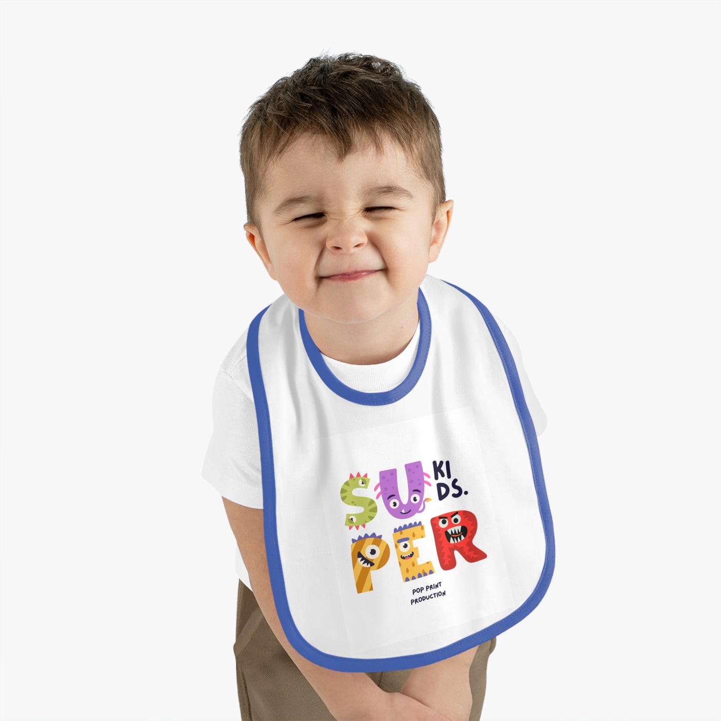 Super Kids Contrast Trim Baby Bib - Fun & Playful Design for Messy Meals