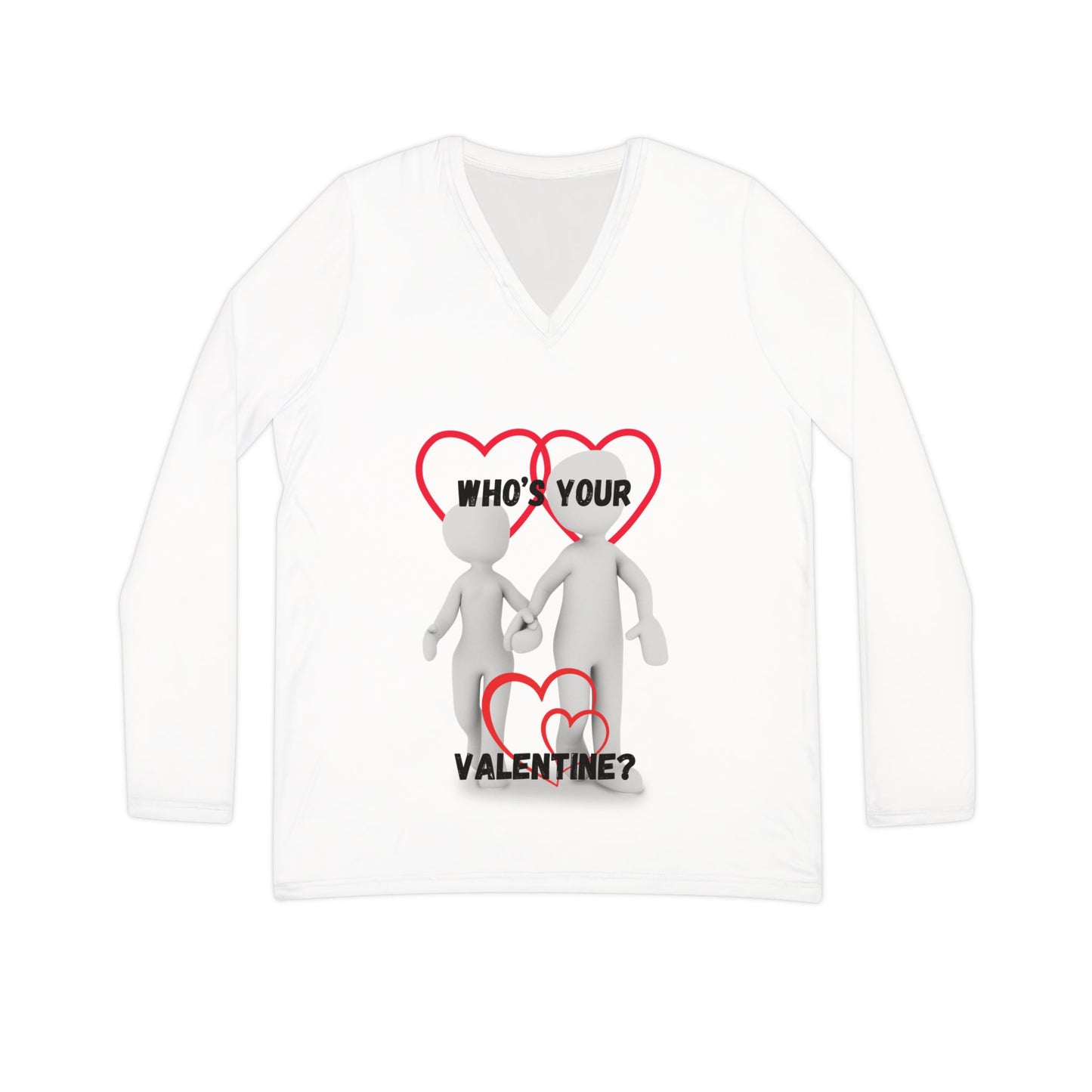 Valentine's Day Women's Long Sleeve V-Neck Shirt - 'Who's Your Valentine?'