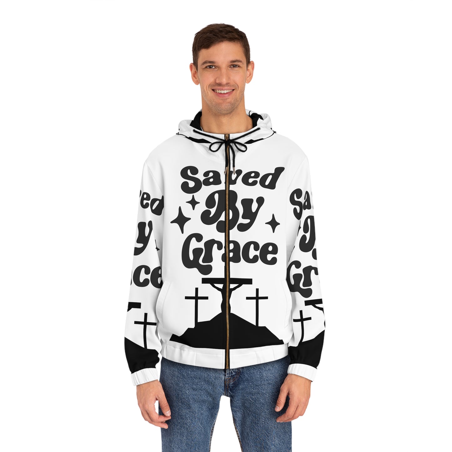 Saved By My Men's Full-Zip Hoodie (AOP)