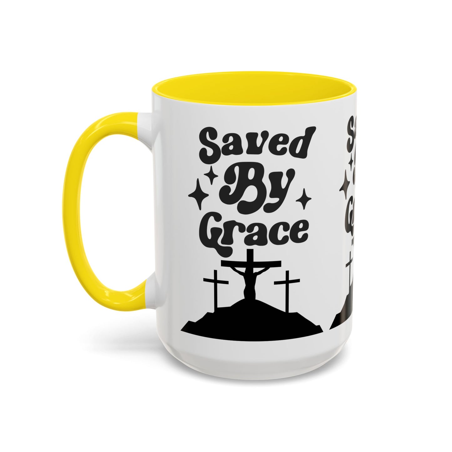 Saved By Grace Accent Coffee Mug - Inspirational Christian Gift (11, 15oz)