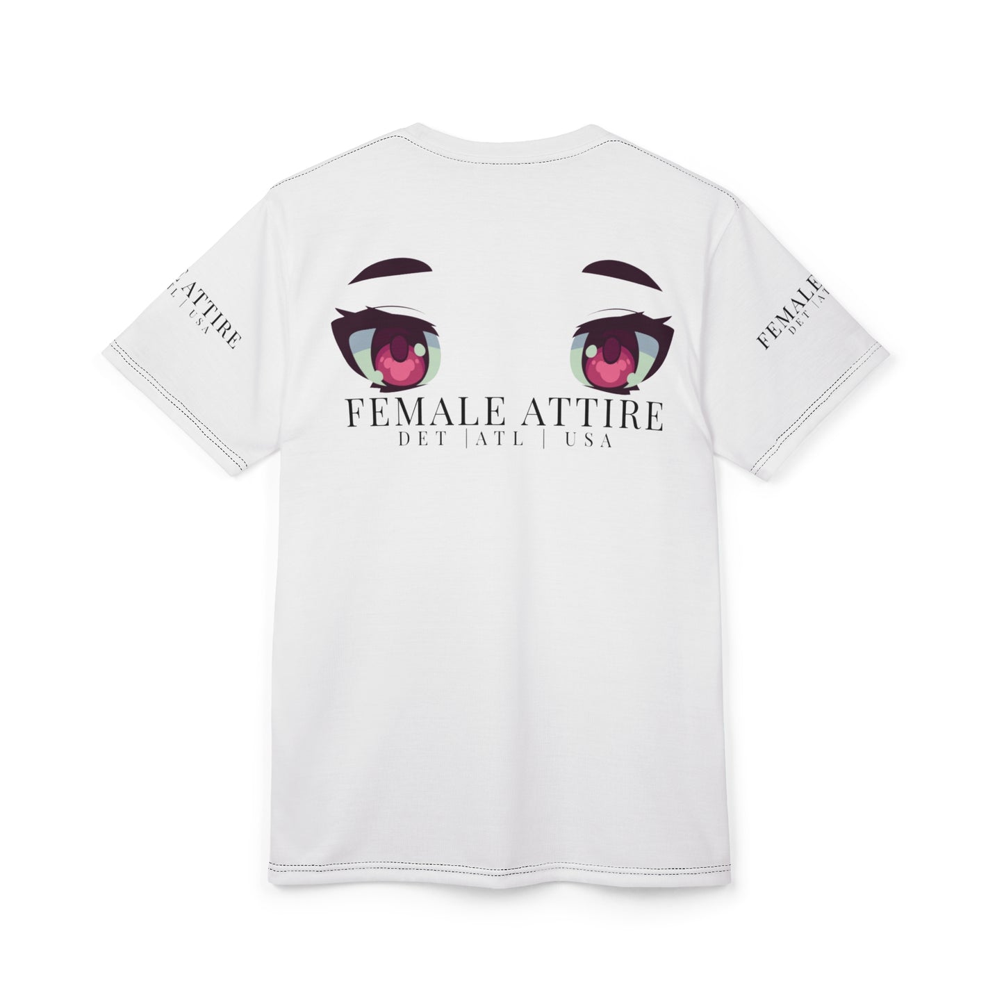 Anime-Inspired Unisex Cut & Sew Tee with Eye Graphic - Female Attire