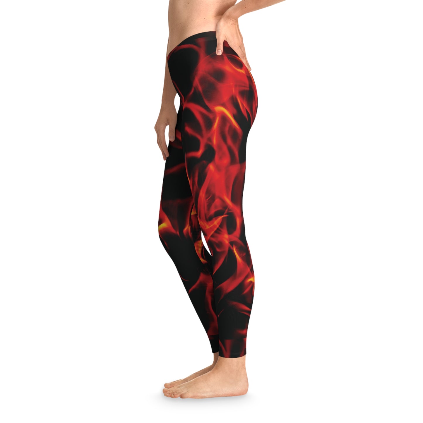 Fiery Flame Print Stretchy Leggings - Stylish Athleisure for Fitness Enthusiasts