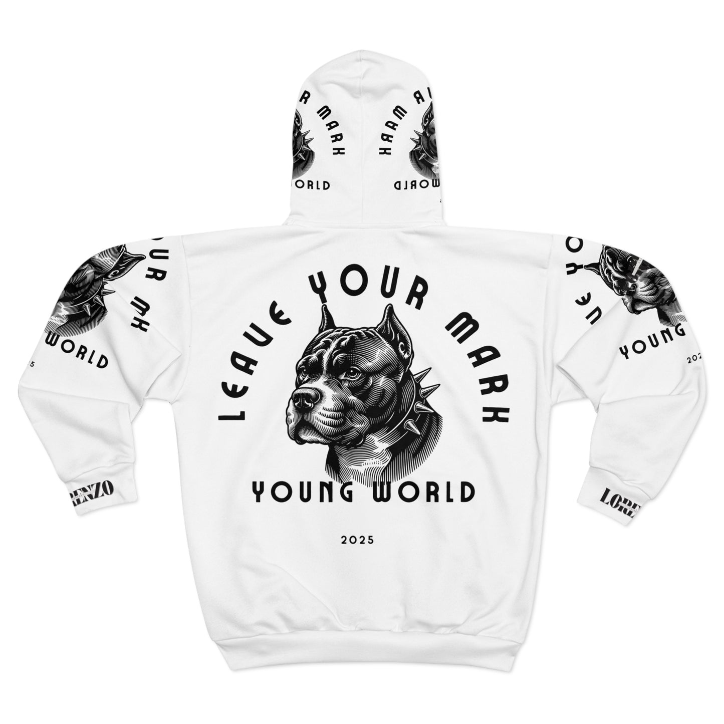 Unisex Zip Hoodie - Positive Vibes with Bold Graphic Design | Young World Collection