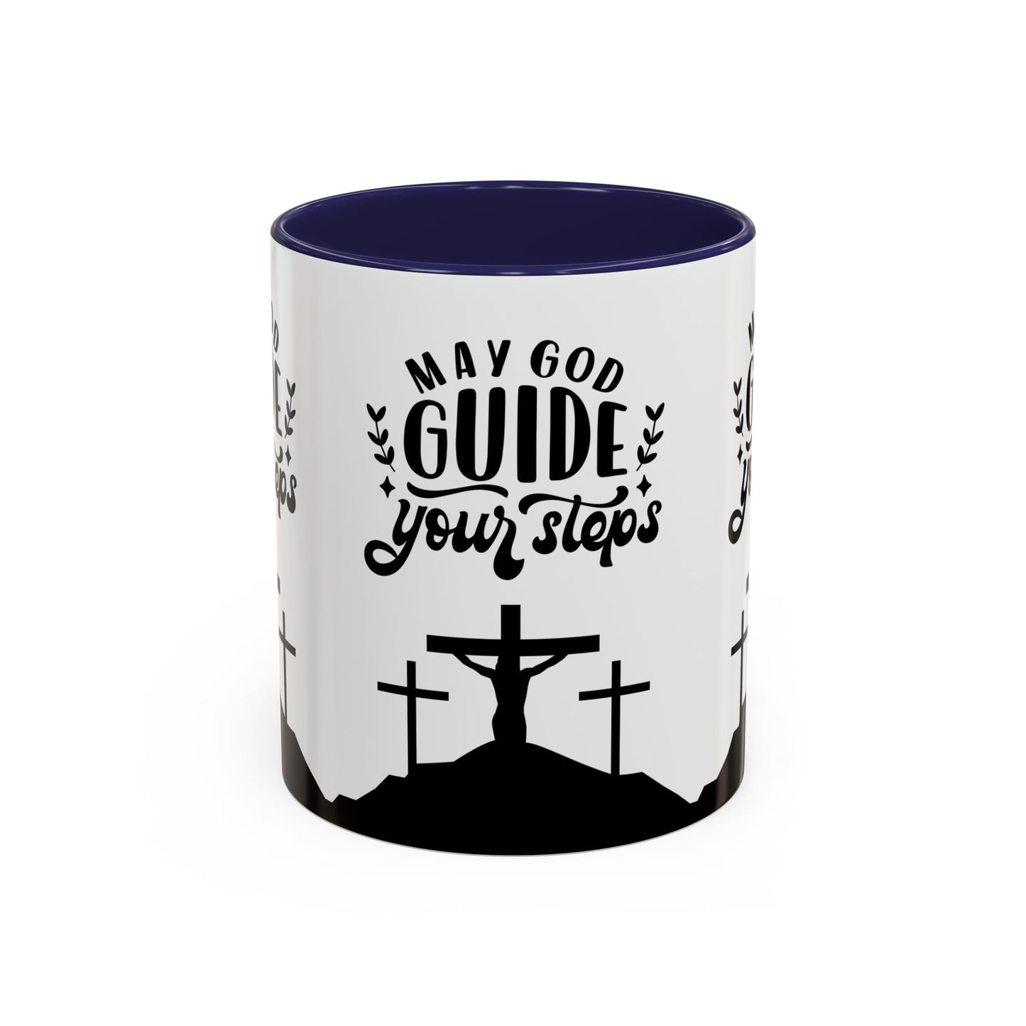 Inspirational Accent Coffee Mug - "May God Guide Your Steps" - Perfect for Faith & Hope