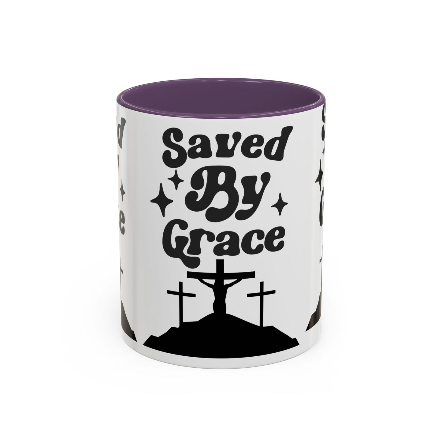 Saved By Grace Accent Coffee Mug - Inspirational Christian Gift (11, 15oz)