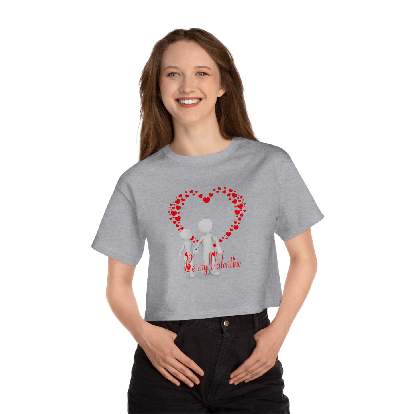 Valentine's Day Women's Cropped T-Shirt - 'Be My Valentine' Heart Design