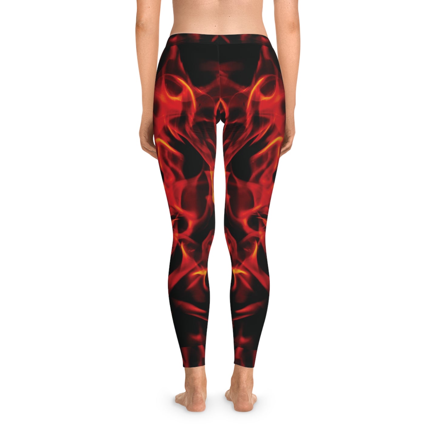 Fiery Flame Print Stretchy Leggings - Stylish Athleisure for Fitness Enthusiasts