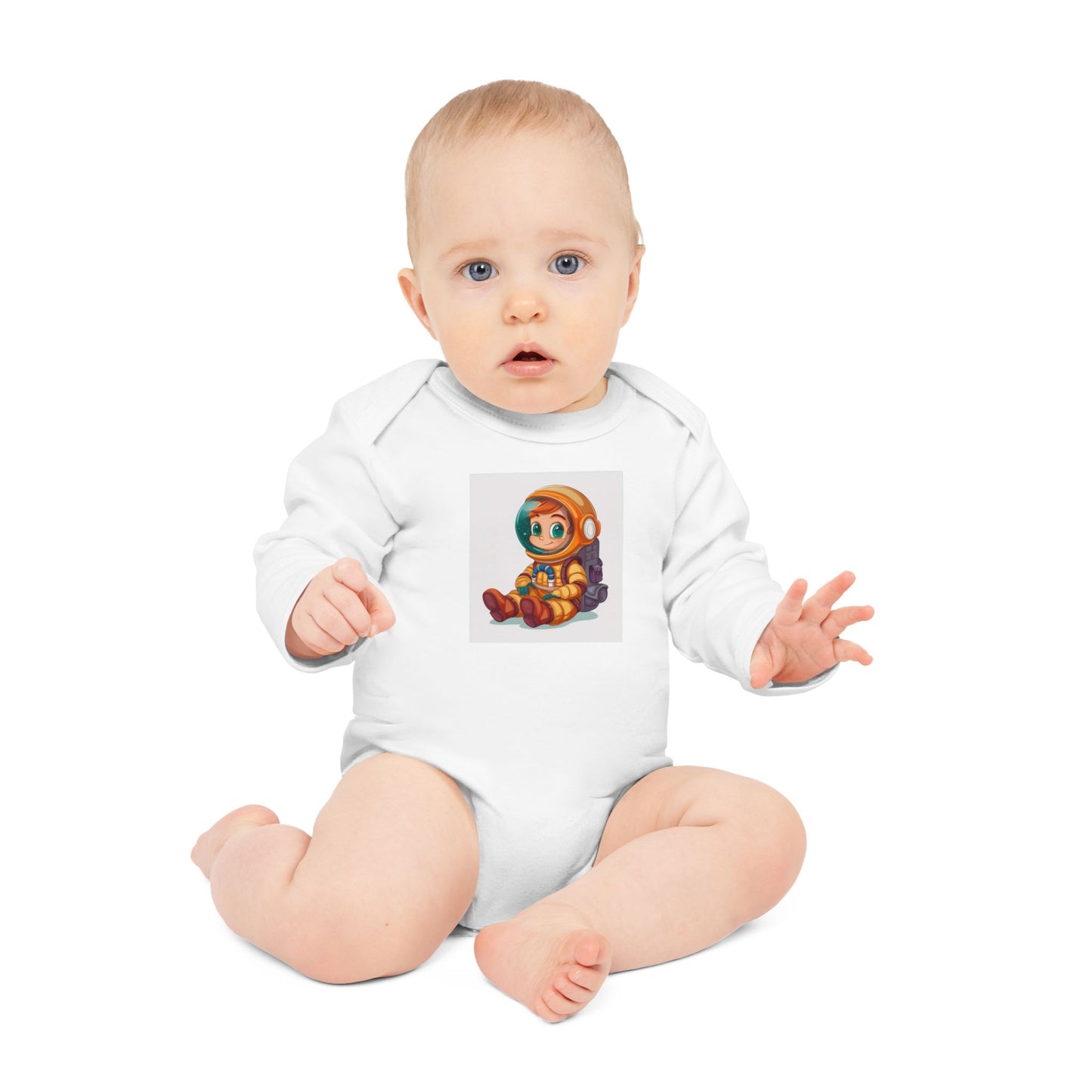 Cute Astronaut Baby Long-Sleeve Organic Bodysuit | Perfect for Newborns and Toddlers