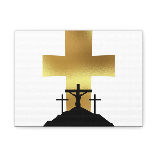 Inspirational Faith Canvas Art - Gold Cross Design for Home Decor