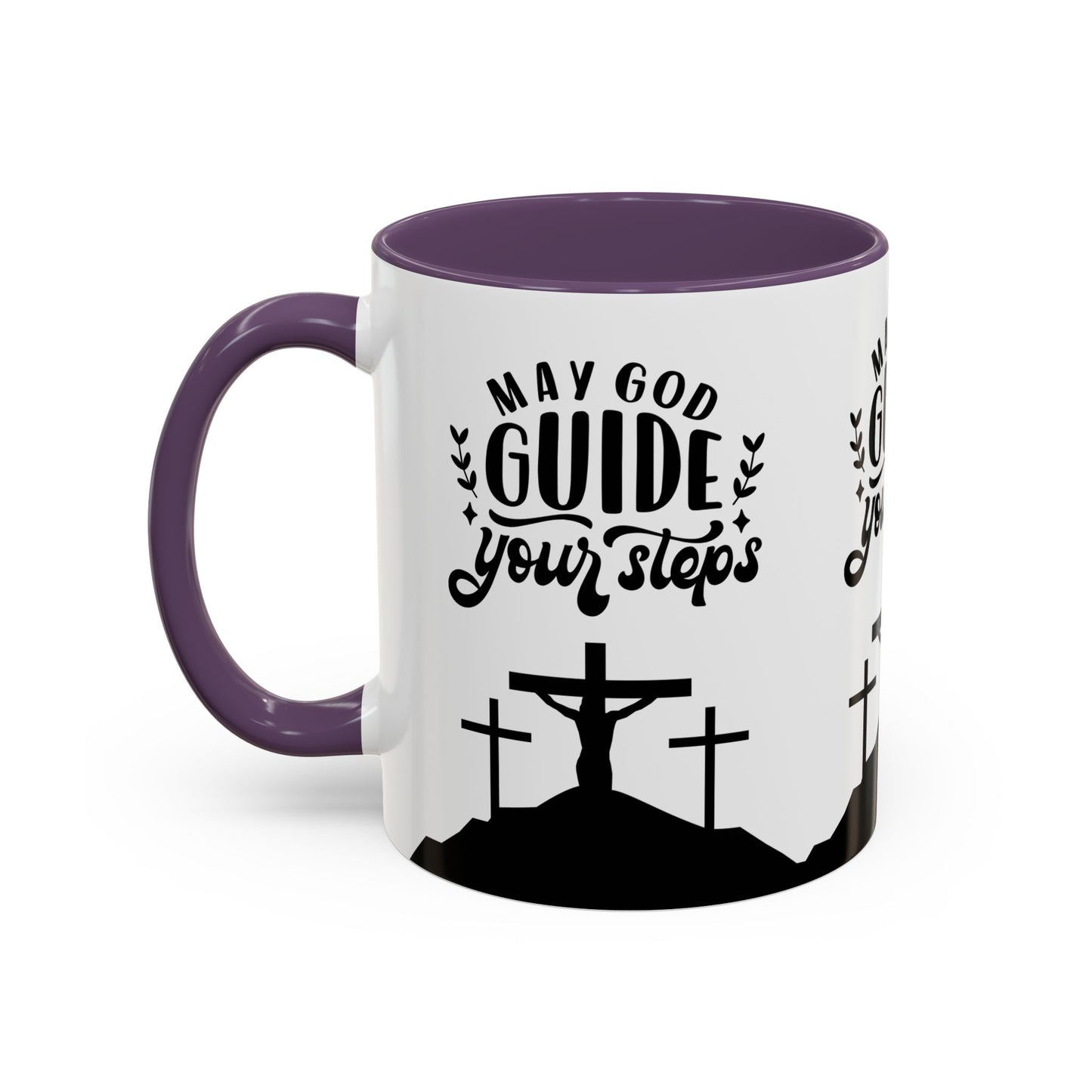 Inspirational Accent Coffee Mug - "May God Guide Your Steps" - Perfect for Faith & Hope