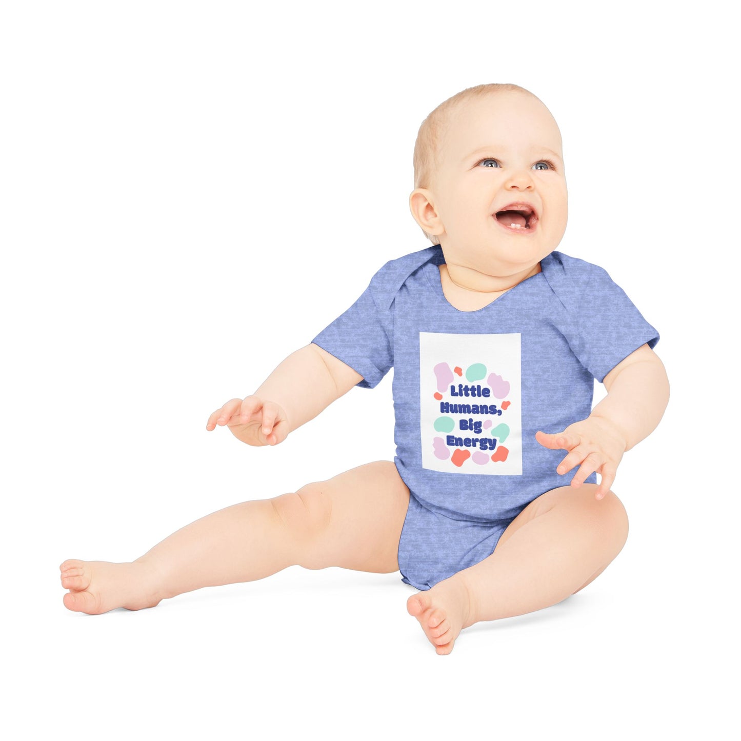 Funny Baby Bodysuit - "Little Humans, Big Energy" - Organic Cotton Short Sleeve