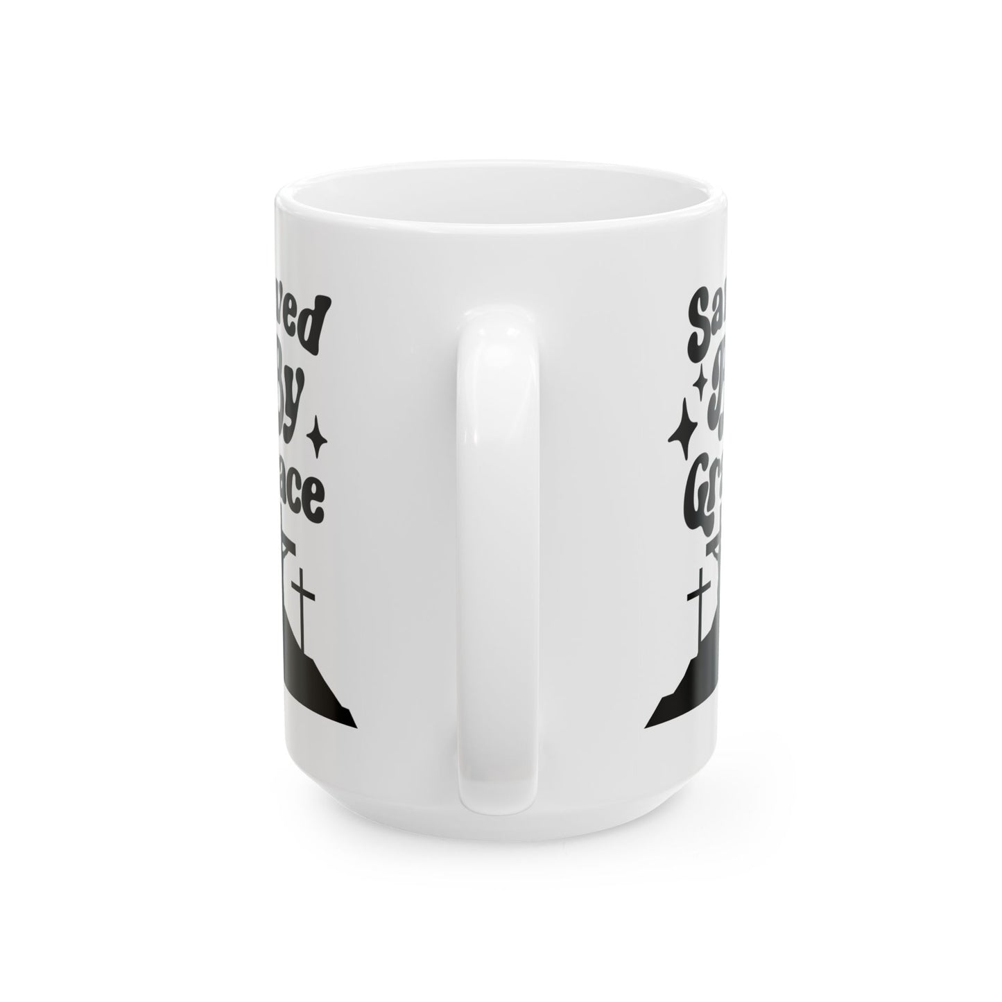 Saved By Grace Ceramic Mug - Faith-Inspired Coffee Cup for Christians