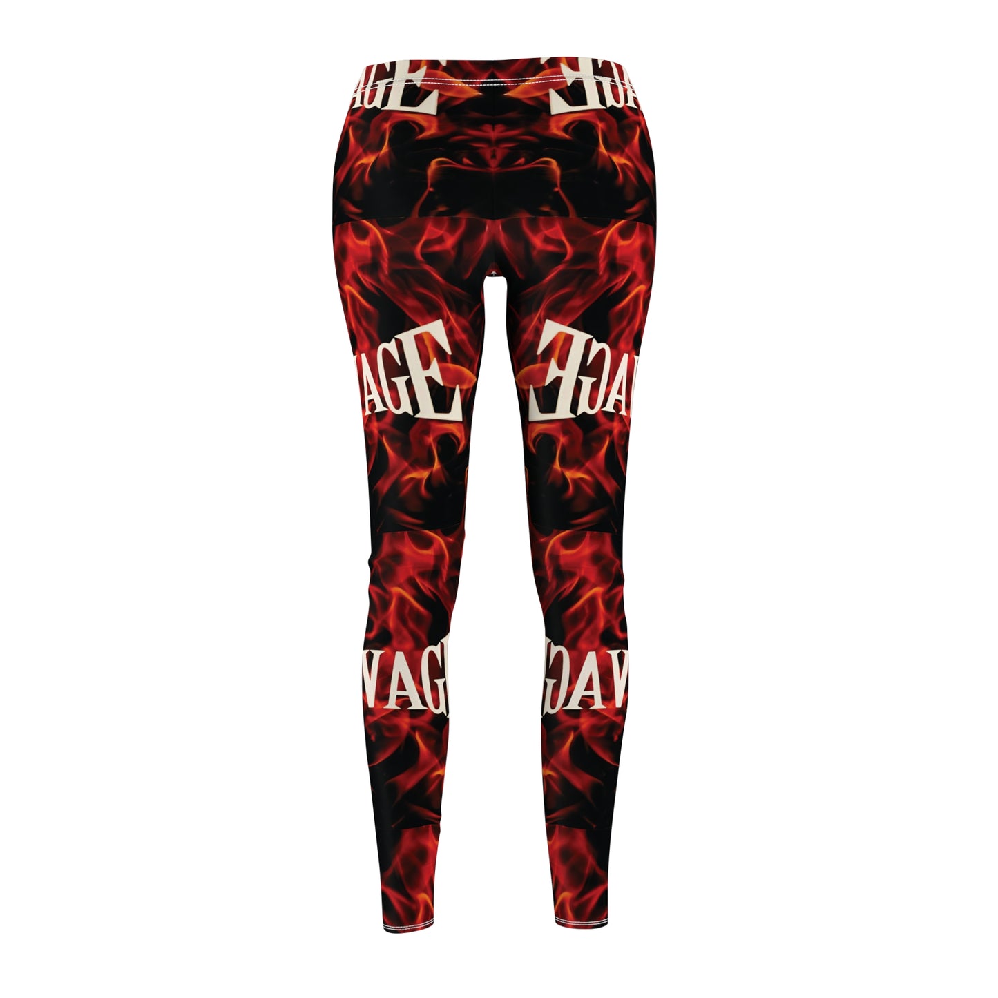 SAVAGE Women's Cut & Sew Casual Leggings - Bold Graphic with Flames