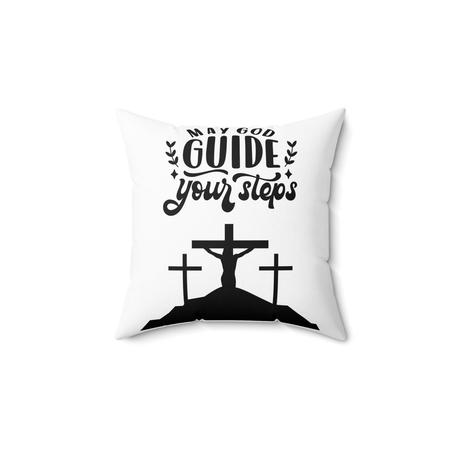 Inspirational Christian Square Pillow - 'May God Guide Your Steps'