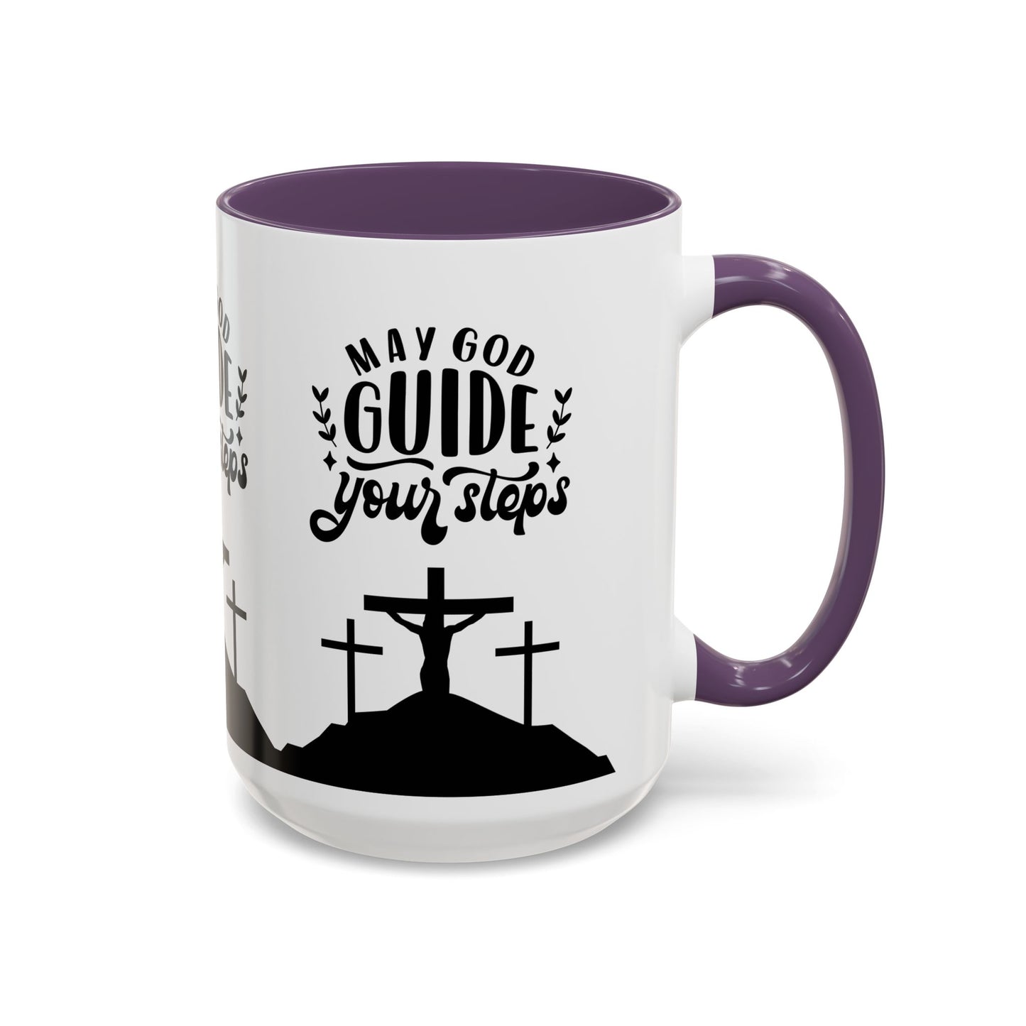 Inspirational Accent Coffee Mug - "May God Guide Your Steps" - Perfect for Faith & Hope