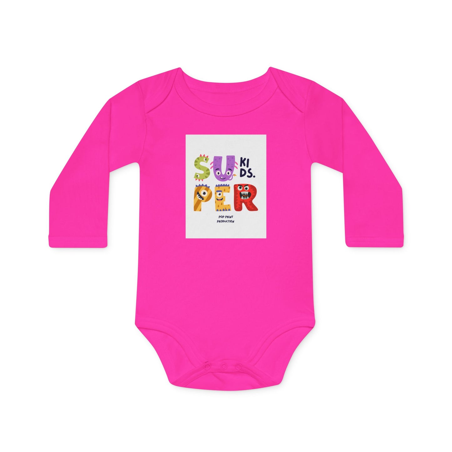 Super Kids Long-Sleeve Organic Baby Bodysuit - Cute & Colorful Design for Infants