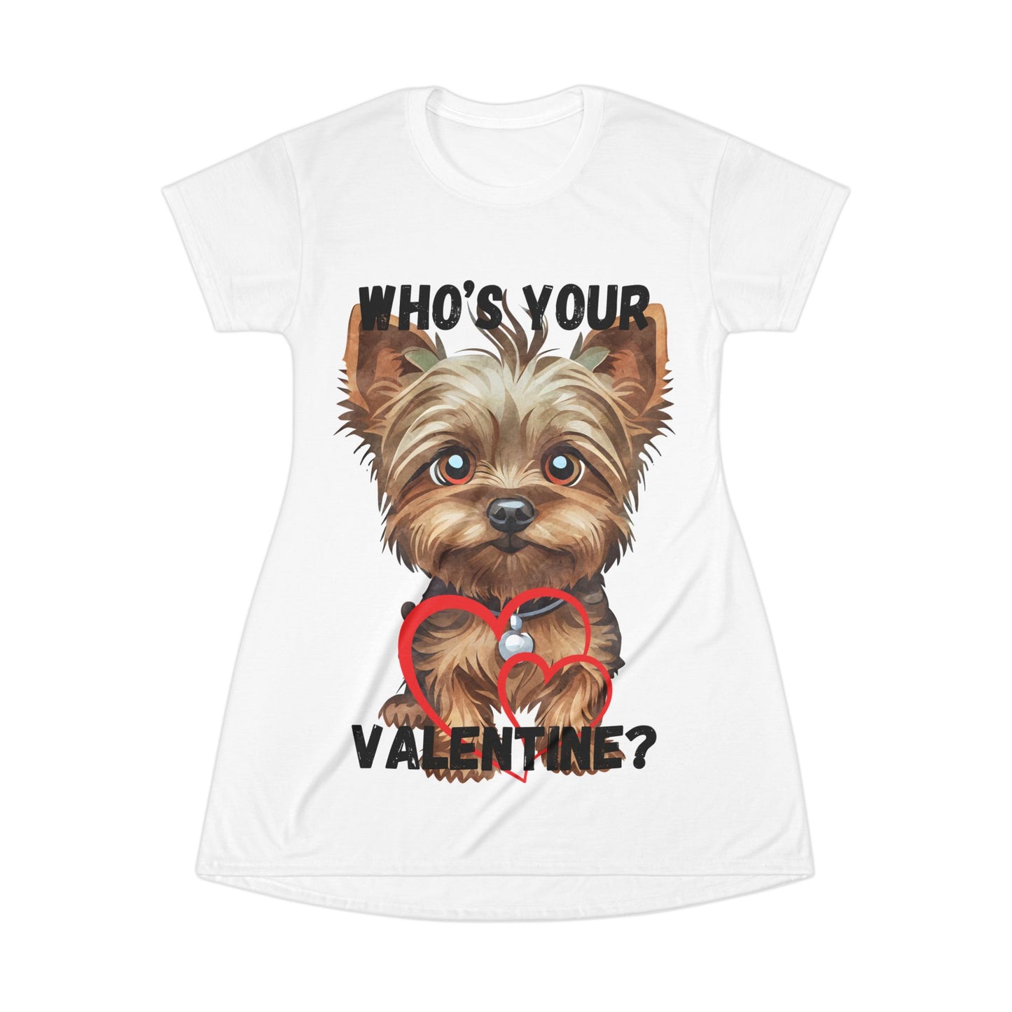 Cute Dog Valentine's T-Shirt Dress for Pet Lovers