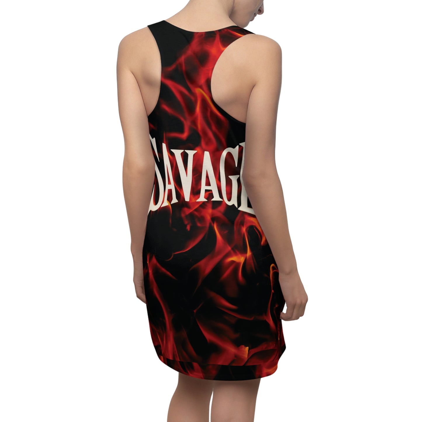 'Savage' Flame Women's Racerback Dress - Bold Flame Design for Fierce Fashion