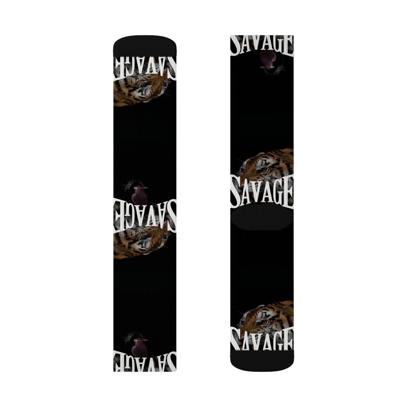 Savage Tiger Sublimation Socks - Bold Animal Print Crew Socks for Wild Style