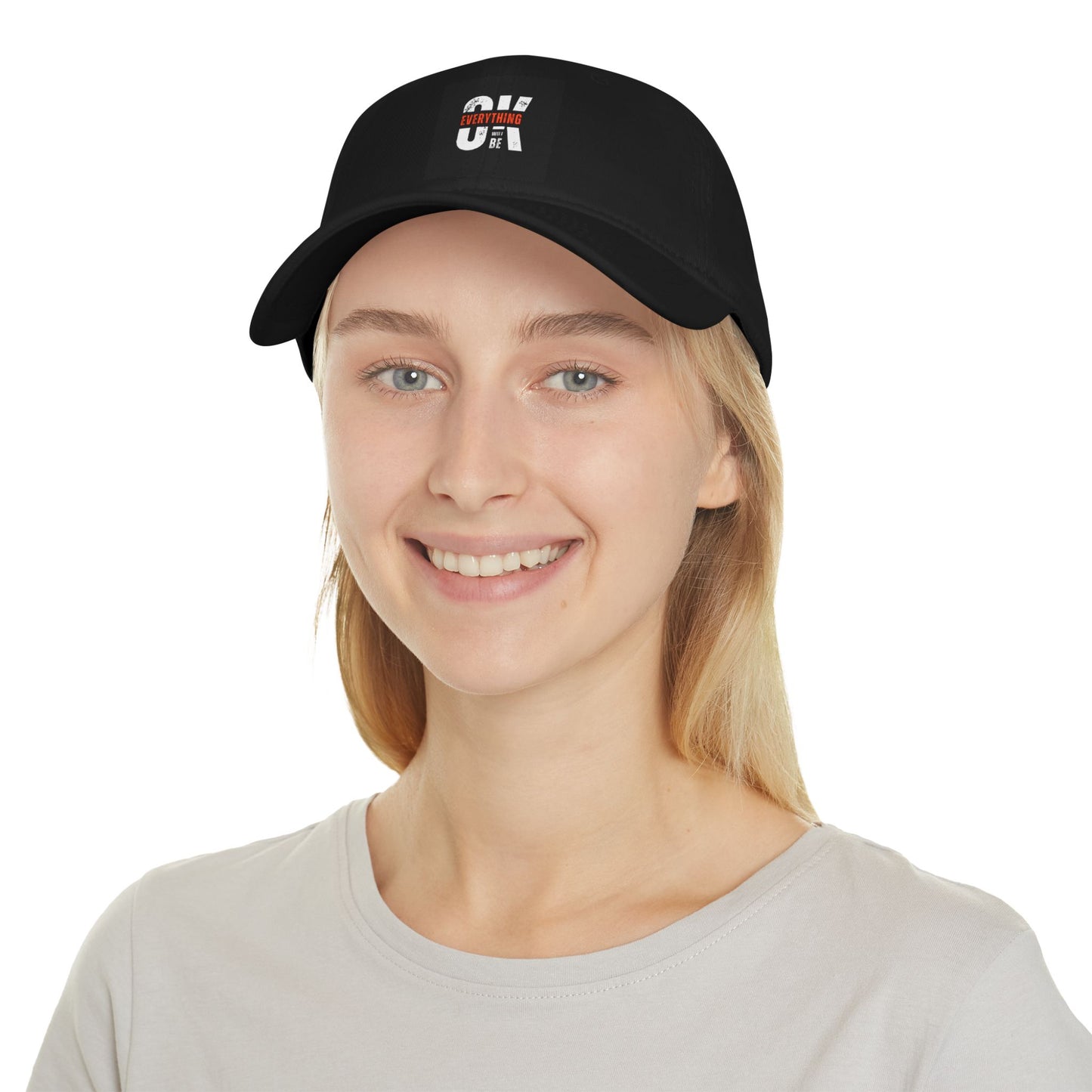 Everything Will Be OK Low Profile Baseball Cap - Positive Vibe, Adjustable Red Hat